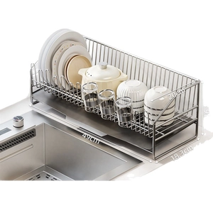 304 stainless steel kitchen drying rack with 49cm length shown on a kitchen sink