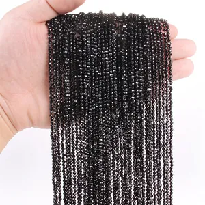 3mm faceted black natural stone beads strand for DIY jewelry making and accessories