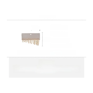 Detail view of twisted gold hoop earrings set with silver needles on a display card