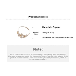 Detailed dimension guide showing the copper flower ring size and 1.8g weight specifications