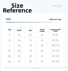 Detailed size chart for high waist yoga shorts with measurements in centimeters