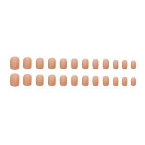 Short square round press-on nails in translucent light pink finish 24-piece set