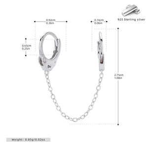 Detailed dimension guide for S925 sterling silver double hoop chain earrings