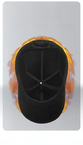 Detail of thickened thermal fleece lining on men's winter baseball cap with heat storage