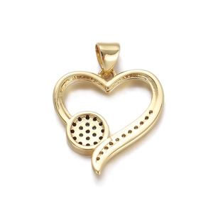 Polished gold-plated heart pendant featuring hollow evil eye design and settings