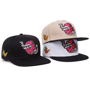 Baumwolle Snapback Hut Stickerei Donut Muster Flache Krempe Hip Hop Baseballkappe Für Damen Herren Streetwear Verstellbar Sonnenhut