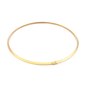 Minimalist gold stainless steel choker necklace with a polished finish and hidden clasp