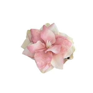 Realistic pink and white floral hair claw clip for French style updo hair styling