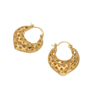 Luxurious 14K gold plated geometric heart hoop earrings with hollow heart pattern