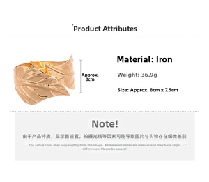 Detailed view of golden leaf-shaped cuff bracelet with 8cm height and 36.9g weight specifications