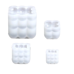 White silicone bubble cube molds for DIY candles and soap in various sizes