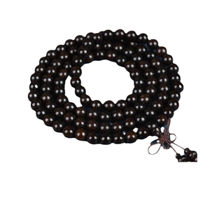108 Ebony Wood Buddha Beads Bracelet with a traditional Chinese knot and tassel