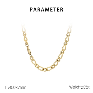 Detailansicht der 450x7mm goldenen Edelstahlkette mit Karabinerverschluss und Parametern