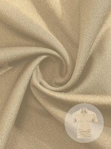Vista macro dettagliata del tessuto polo in maglia kaki con trama a rete traspirante