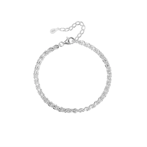 Elegant S925 sterling silver woven feather chain bracelet with adjustable lobster clasp