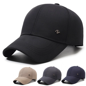 Mens Cotton Baseball Cap Sunshade Outdoor Casual Hat With Metal Letter Logo And Adjustable Buckle Curved Brim Simple