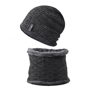 Winter Beanie Hat And Neck Warmer Chenille Knit Thick Fleece Lined Thermal Windproof Outdoor Warm Accessory For Men Women