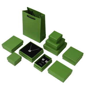 Avocado green jewelry gift box set including necklace, ring and earring packaging