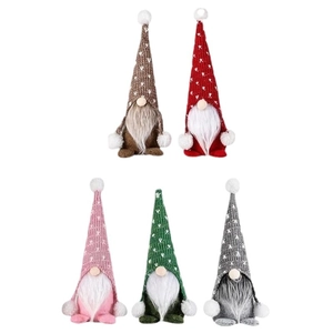 Cute glowing Christmas gnome plush ornaments in five colors for holiday home decorations