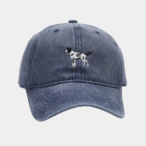 Casquette de baseball en coton délavé bleu marine avec broderie de dalmatien