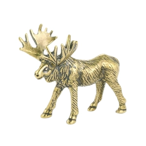 Vintage bronze elk figurine with detailed antler textures for home office desk decor
