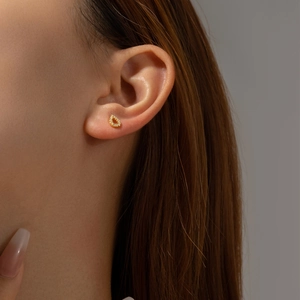 Elegant S925 sterling silver gold drop earrings with white cubic zirconia crystals