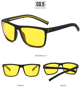 Multi-angle view of black and yellow polarized sports sunglasses with honeycomb texture