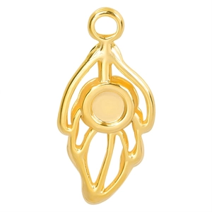 Elegant 18k gold plated stainless steel leaf pendant with circular openwork design