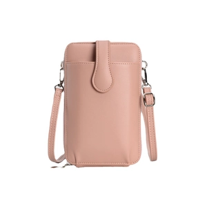 Borsa a tracolla rosa in pelle PU per cellulare con fibbie metalliche argentate