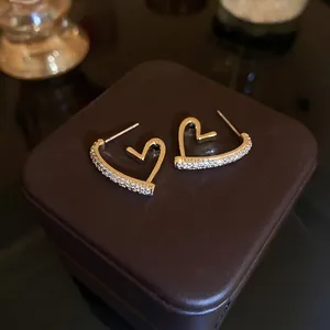 Boucles D Oreilles En Cuivre Coeur Trèfle Avec Tige En Argent Sterling 925 Micro Pavé Zircone Bijoux
