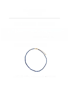 Detail view of lapis lazuli beaded necklace with dimensions 38.4cm and golden clasp