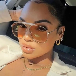 Fashion Double Beam Metal Large Frame Aviator Sunglasses For Women Men UV400 Protection Classic Retro Pilot Style Sun Glasses