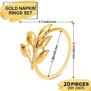 Golden alloy maple leaf napkin rings set of 20 for elegant restaurant table decor