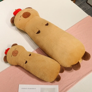 Soft capybara plush long pillow set in large and small sizes for home sofa decoration