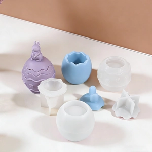 Easter rabbit egg storage box silicone mold kit for DIY resin crafts and candle holders