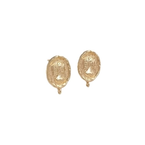Vintage 14K gold-filled queen relief oval pendant earrings for stylish DIY jewelry making