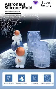 Detail of food-grade silicone astronaut molds for candles, plaster, and resin crafts