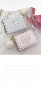 Detail view of compact trifold wallets showing size specs and card slot layout