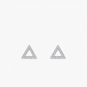 925 Sterling Silver Stud Earrings For Women Hollow Triangle Geometric Micro Paved Cubic Zirconia Minimalist Jewelry