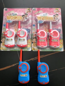 Three sets of colorful plastic kids walkie talkies for indoor and outdoor interactive games