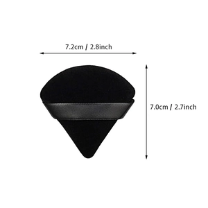 Black velvet triangle powder puff with dimensions 7.2x7cm for precise makeup setting