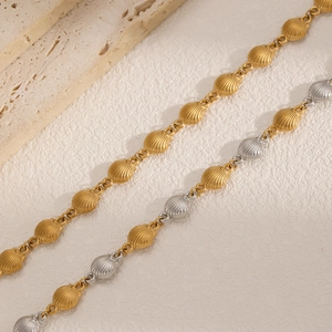 Elegant 18k gold plated stainless steel bracelet featuring textured shell design