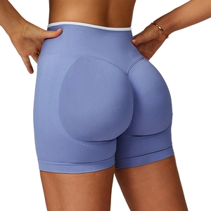 Pantaloncini yoga azzurri senza cuciture a vita alta con effetto push-up glutei