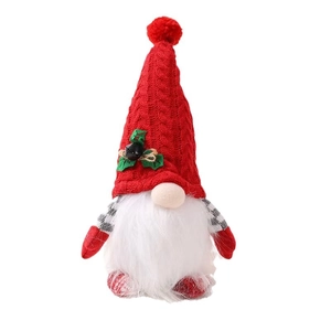 Lighted Christmas gnome plush with red sequin hat, white beard, and festive ornaments