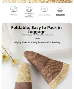 Foldable straw sun hat showing high flexibility and breathable UV protection material