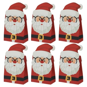 Set of six red Christmas Santa Claus paper candy boxes for festive holiday gift packaging