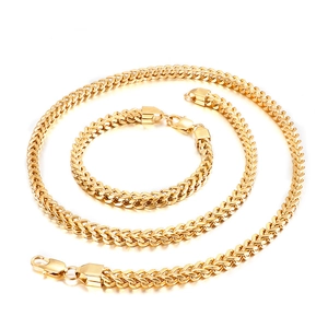Parure Collier Et Bracelet Chaîne Franco Bijoux Acier Inoxydable Style Hip Hop Punk Pour Hommes Femmes Accessoires Minimalistes