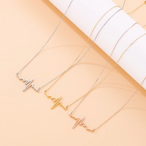 Heartbeat ECG Pendant Necklace And Long Dangle Earring Line Jewelry Stainless Steel Minimalist Accessories For Women