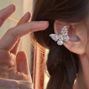 Elegant Butterfly Ear Cuff Copper Inlaid Zircon Sparkling Non Pierced Earring Bone Clip Jewelry For Women