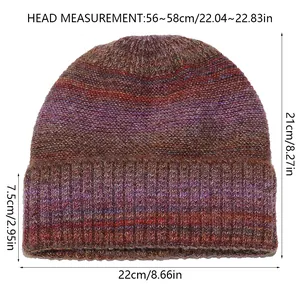 Size chart showing head circumference 56-58cm for the tie-dye gradient knit beanie hat